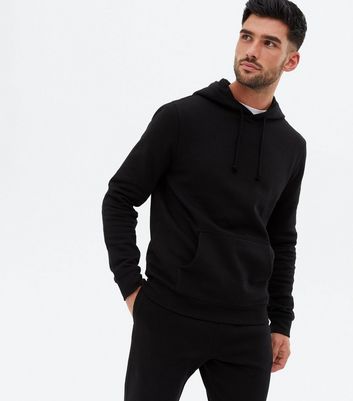 Black Pocket Front Long Sleeve Hoodie | New Look