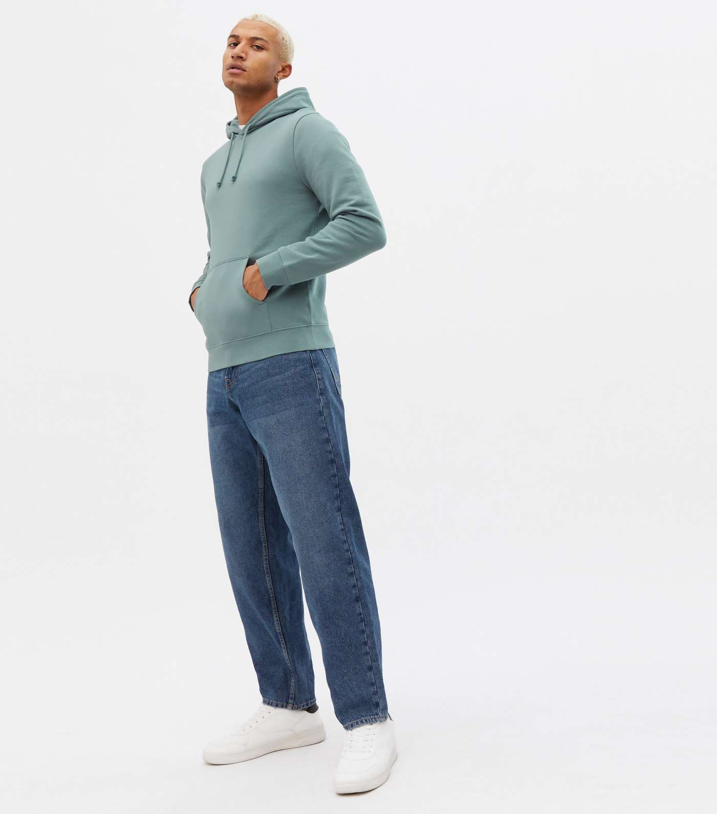 Bright Blue Pocket Front Long Sleeve Hoodie Image 2