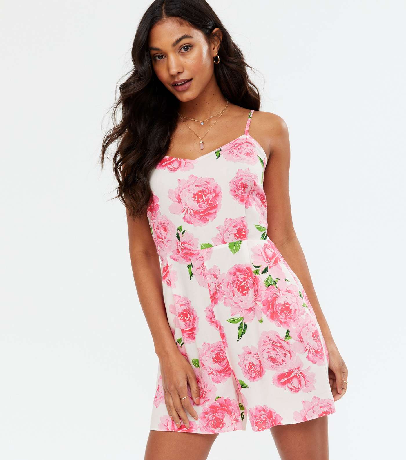 Pink Rose Open Tie Back Playsuit 