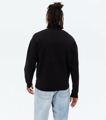 Herrenmode Bekleidung für Herren Black Zip High Neck Long Sleeve Sweatshirt