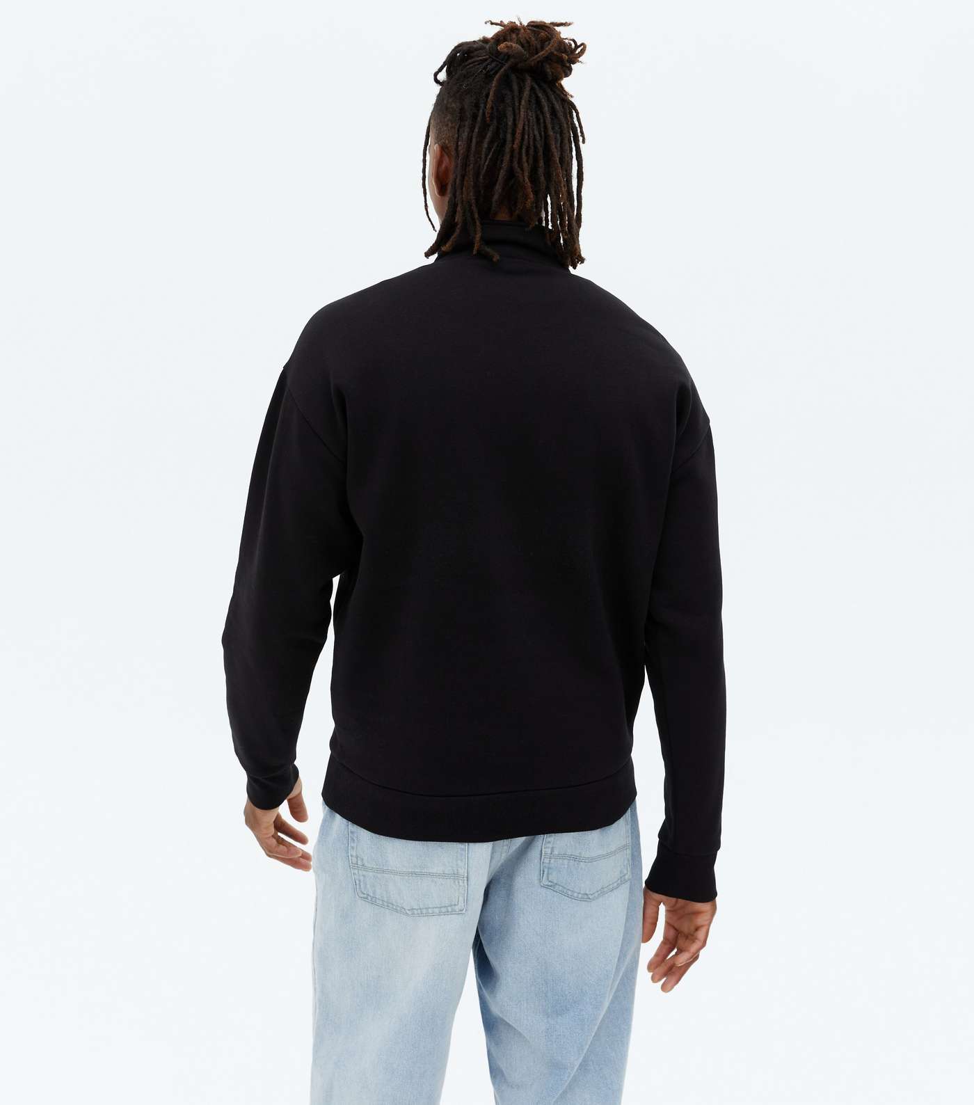 Black Zip High Neck Long Sleeve Sweatshirt Image 4
