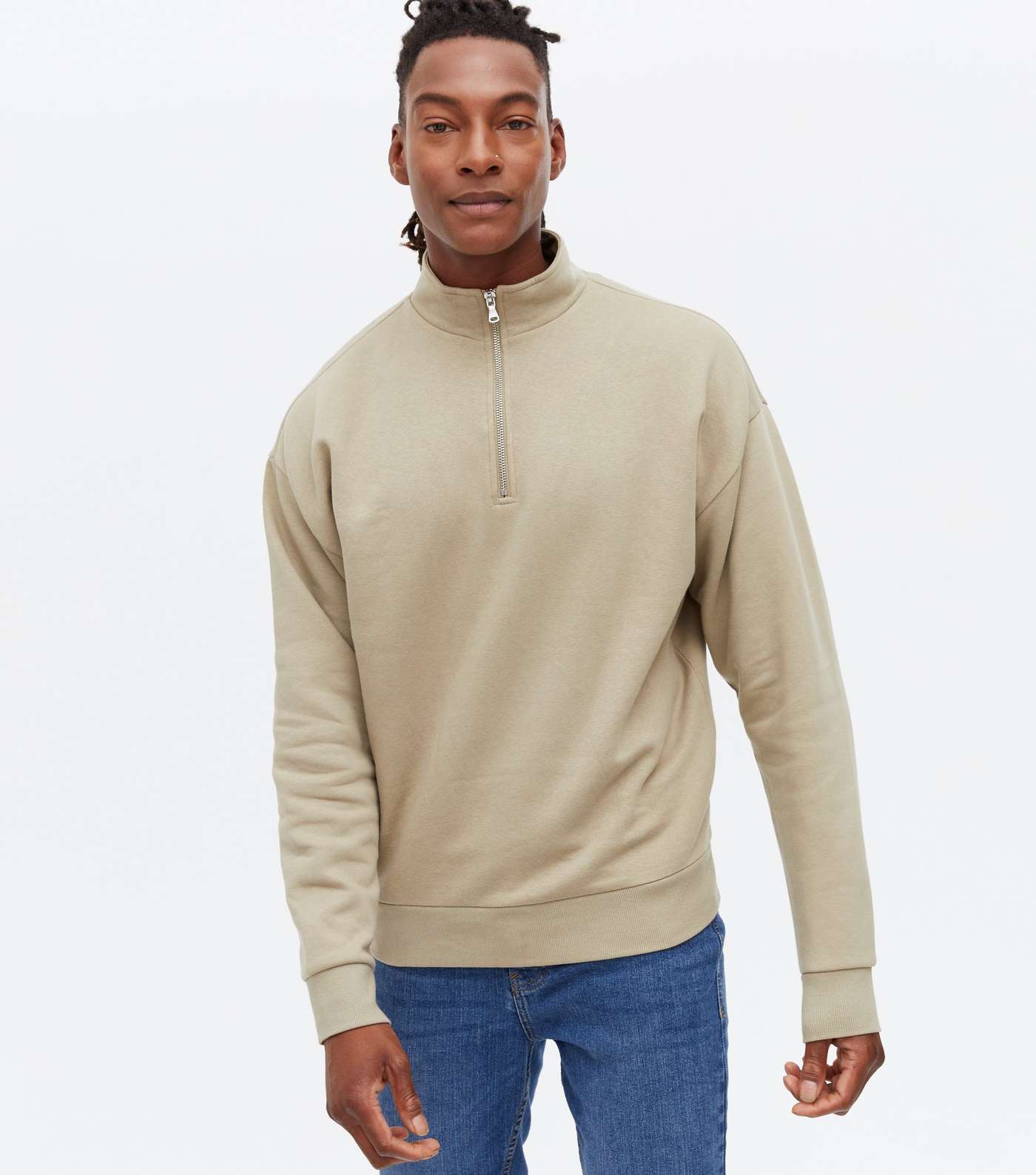 Stone Zip High Neck Long Sleeve Sweatshirt Image 2