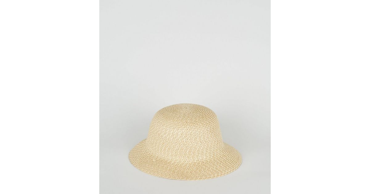 Stone Straw Effect Bucket Hat New Look