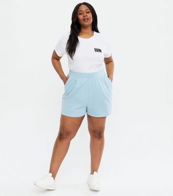 Curves Pale Blue Jersey Shorts | New Look