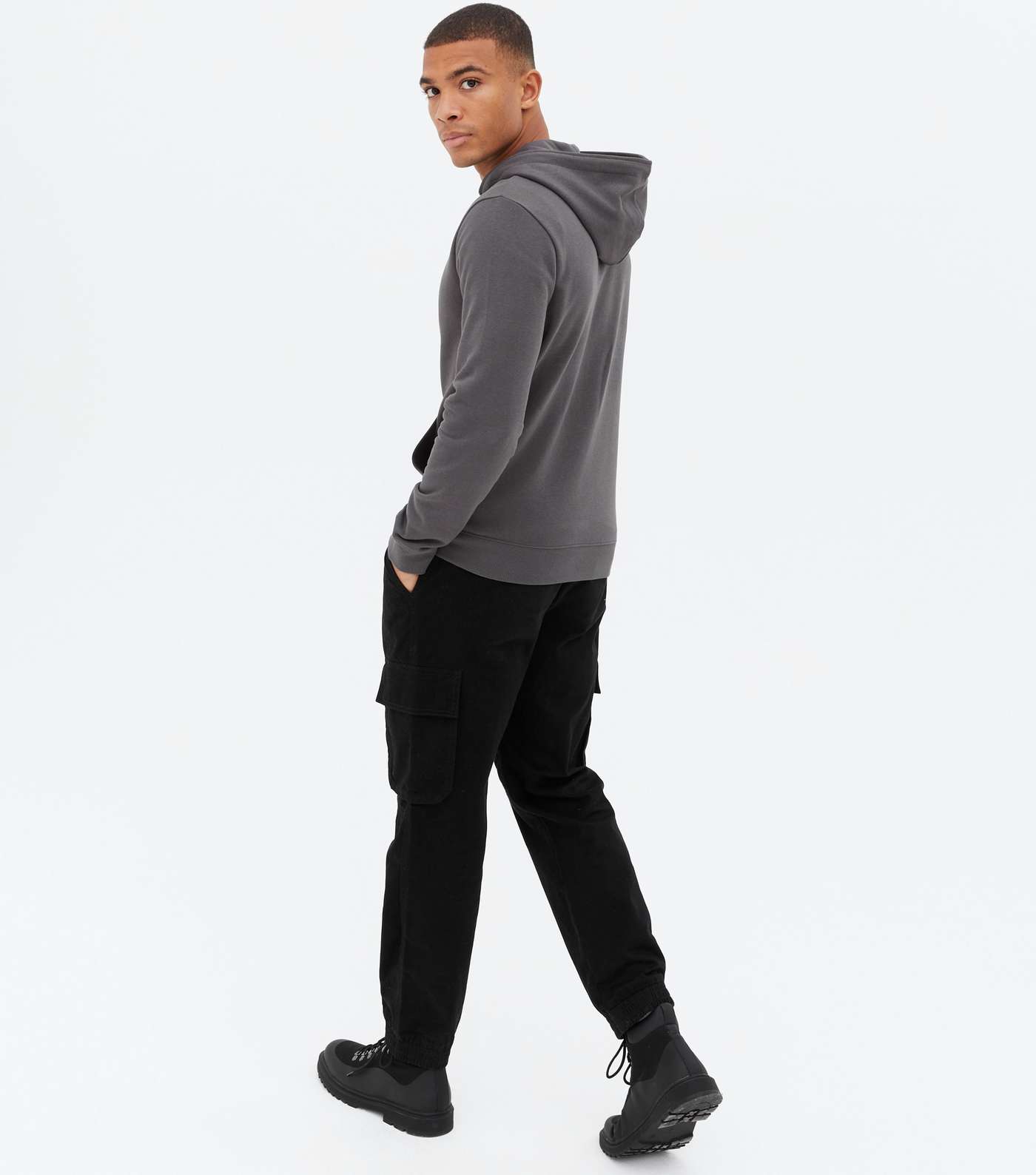 Grey Jersey Long Sleeve Zip Hoodie Image 4
