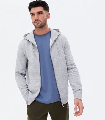 Grey Marl Jersey Long Sleeve Zip Hoodie