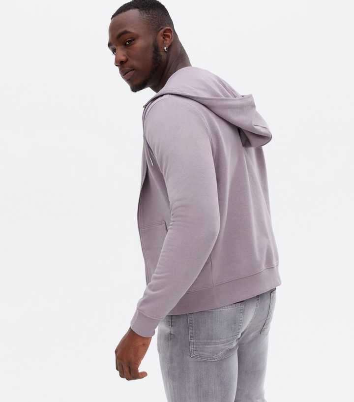 Light Purple Jersey Long Sleeve Zip Hoodie | New Look