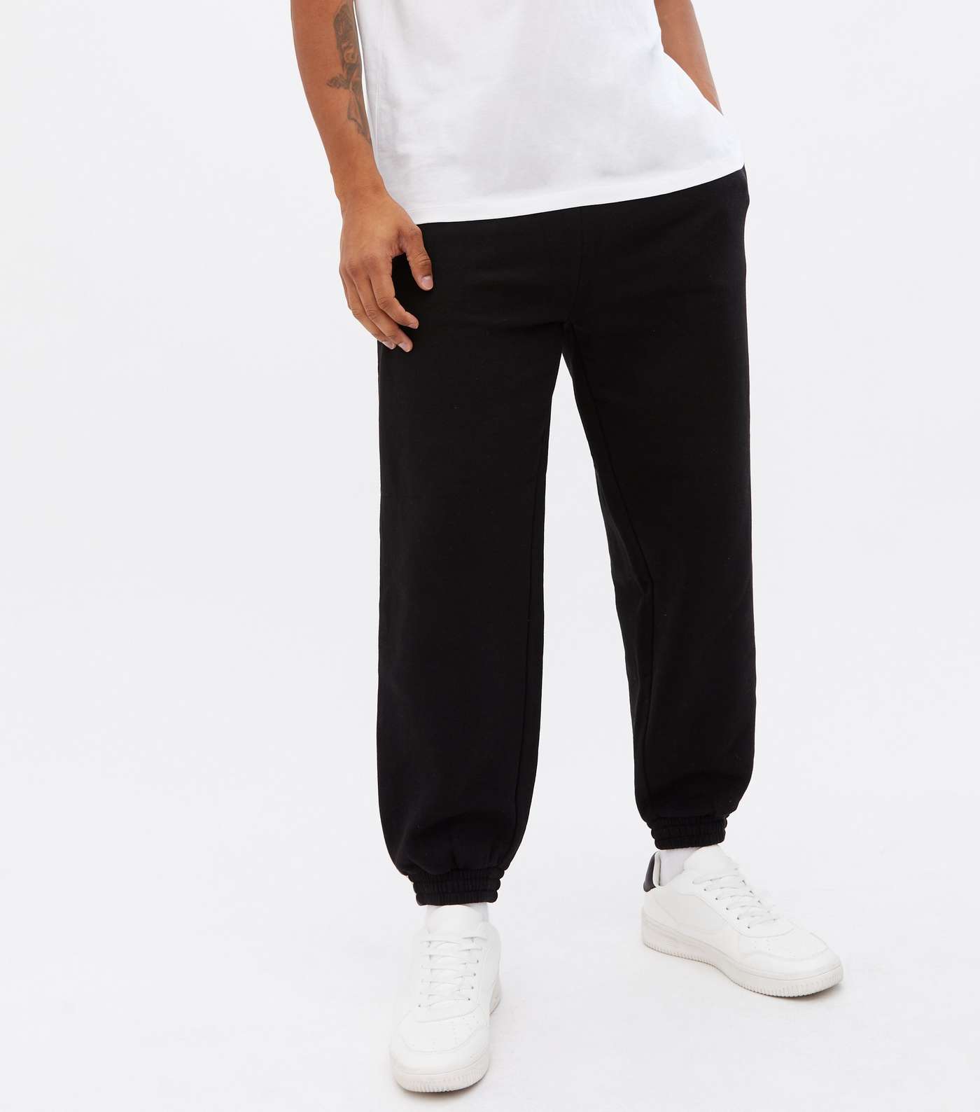 Black Relaxed Fit Cuffed Joggers Image 2