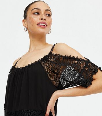 Black lace clearance cold shoulder dress