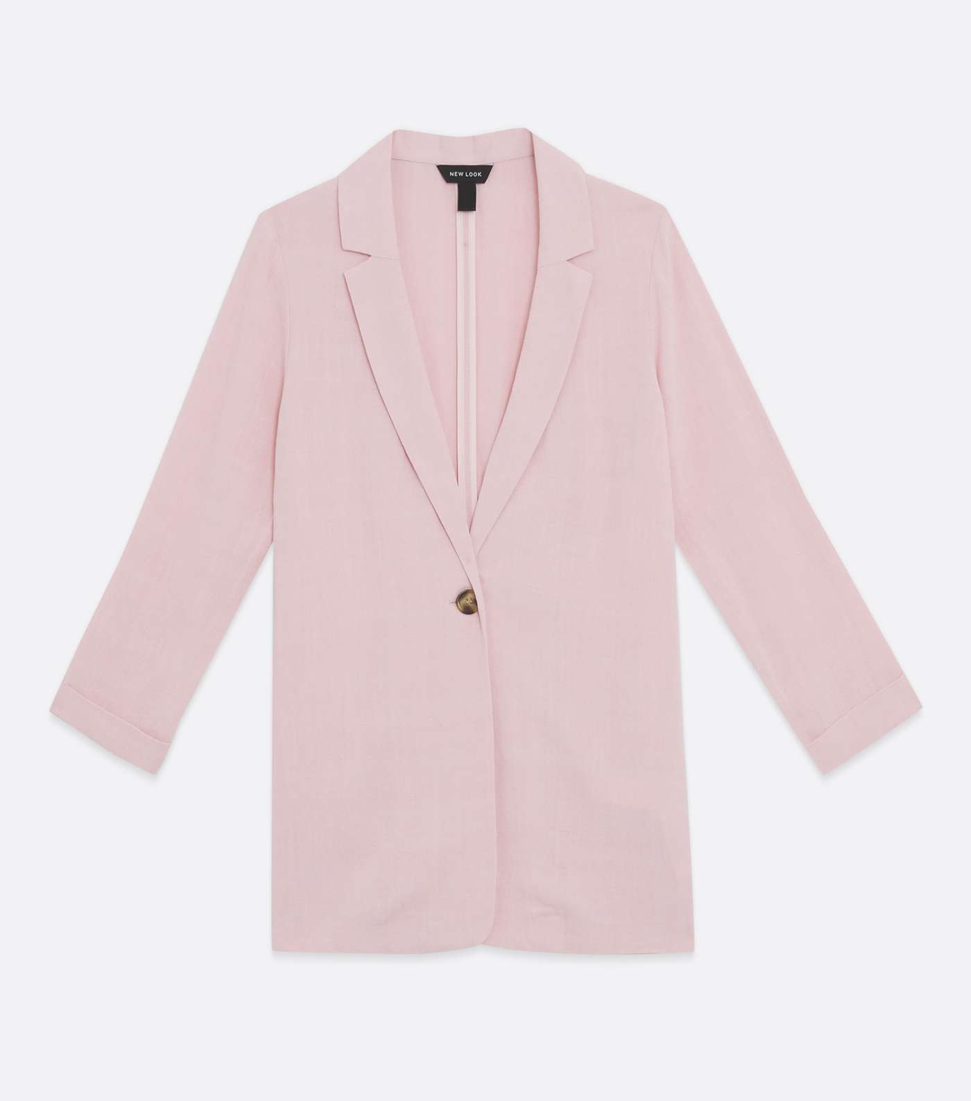 Pale Pink Linen Look Long Blazer Image 5