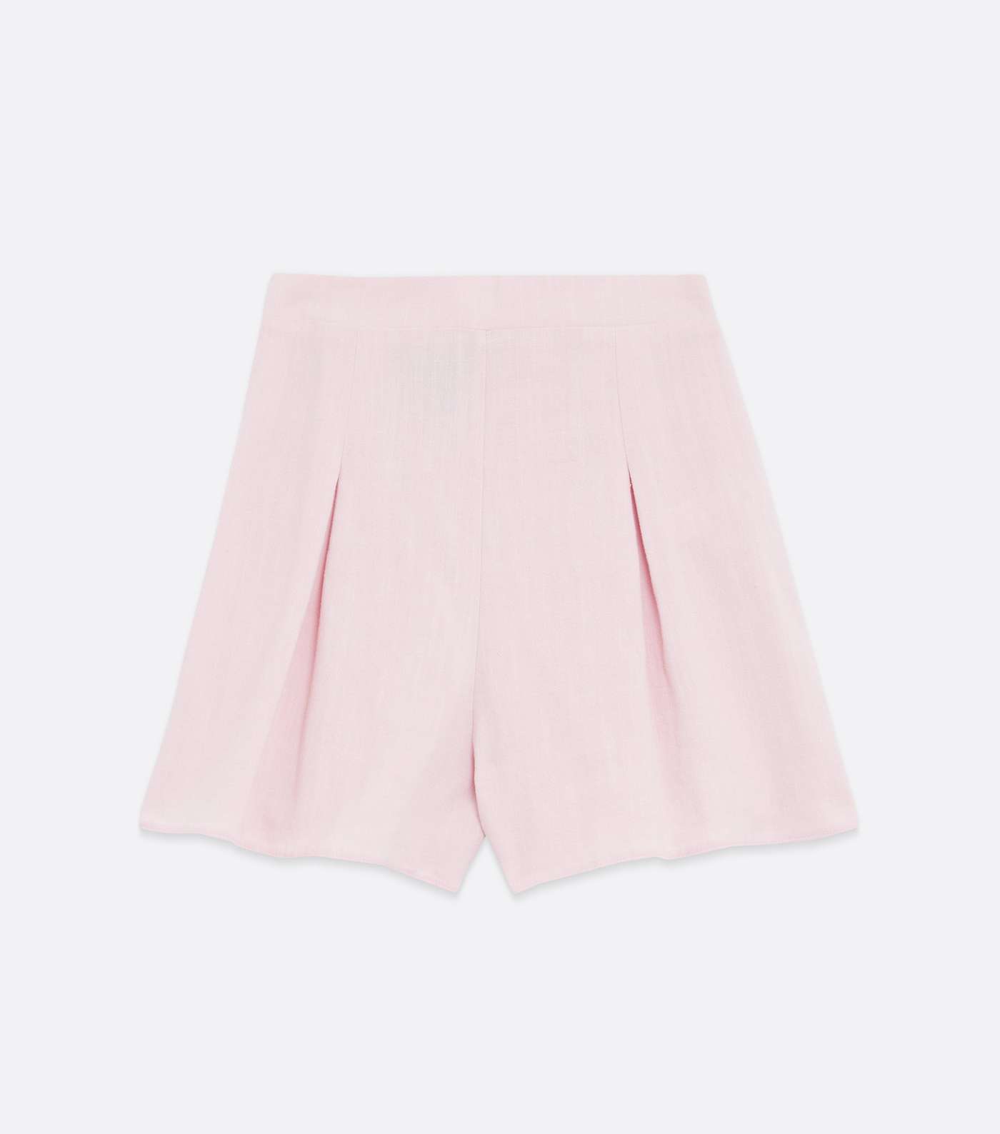 Pale Pink Linen Look Pleated Shorts Image 5