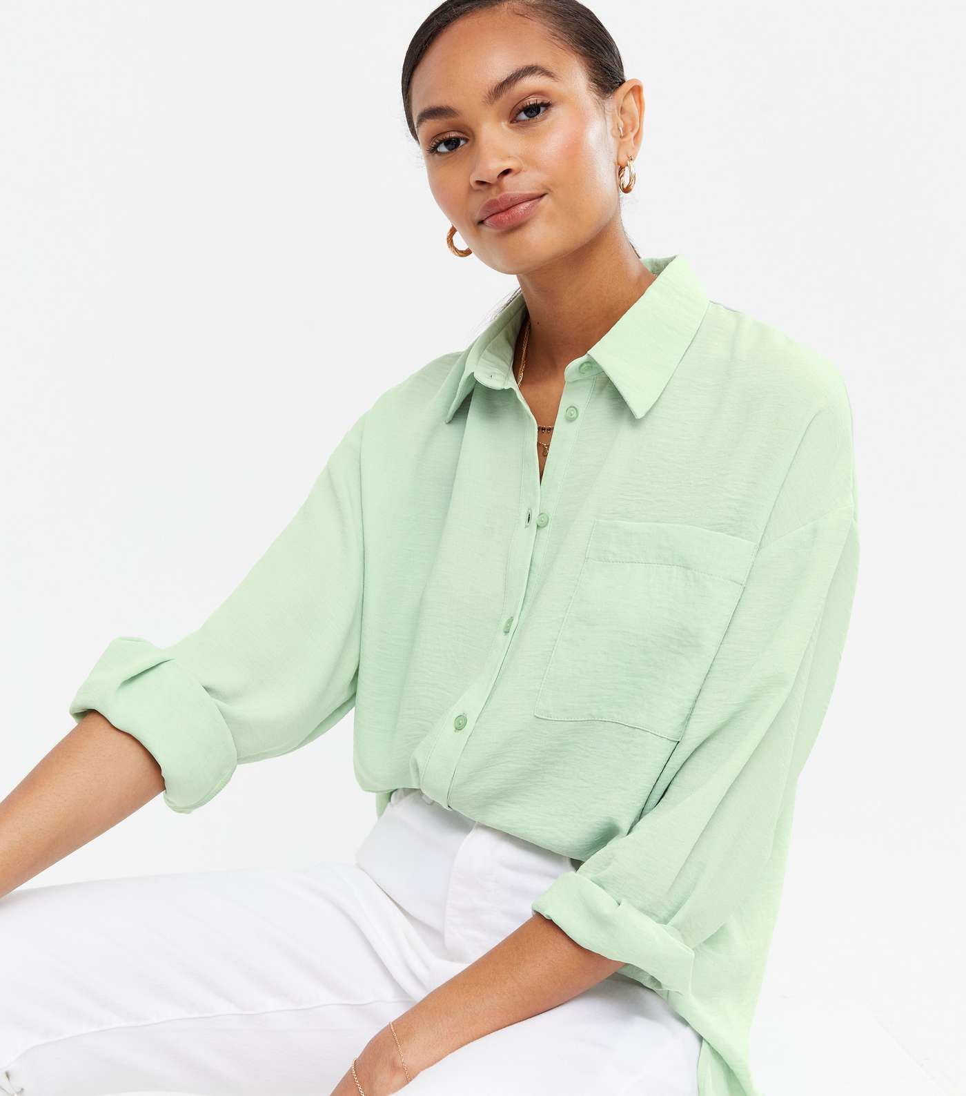 Light Green Long Sleeve Oversized Shirt