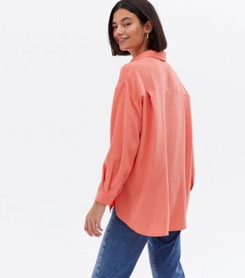 Coral Long Sleeve Oversized Shirt | New 