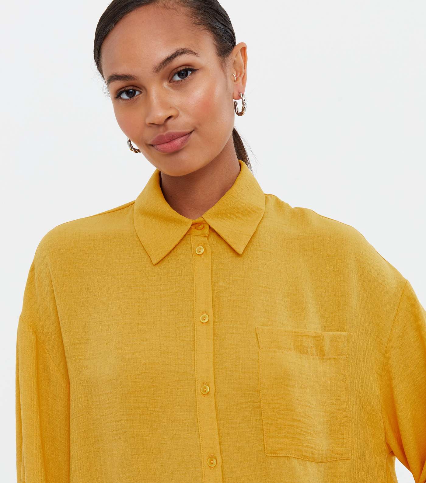 Mustard Long Sleeve Oversized Shirt Image 3