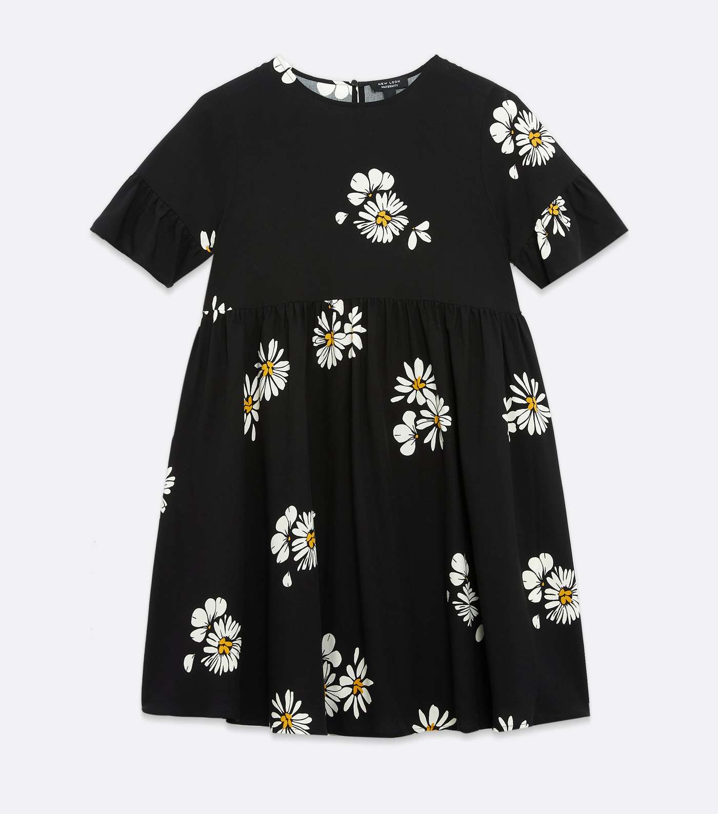 Maternity Black Daisy Mini Smock Dress Image 5