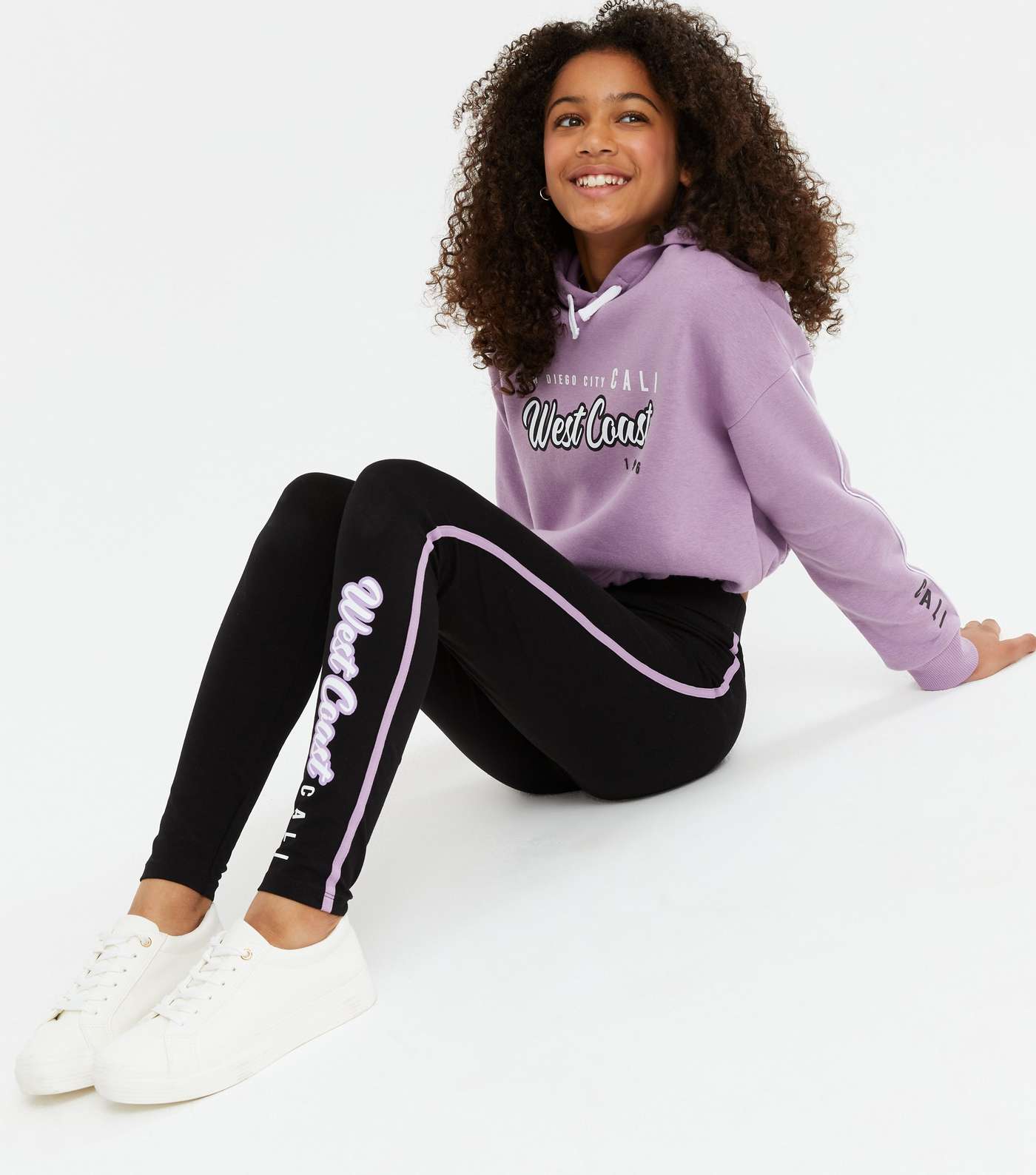 Girls Lilac West Coast Logo Hoodie and Leggings Set
