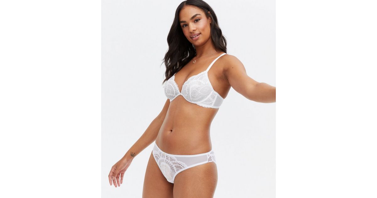 White Lace Underwired Non Padded Bra | New Look