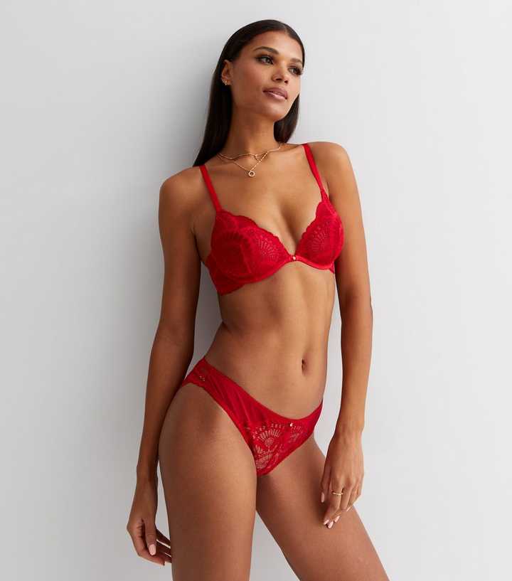 Red Lace Underwired Non Padded Bra