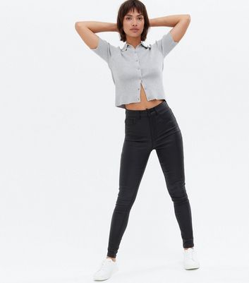 Black Leather-Look Hallie Super Skinny 