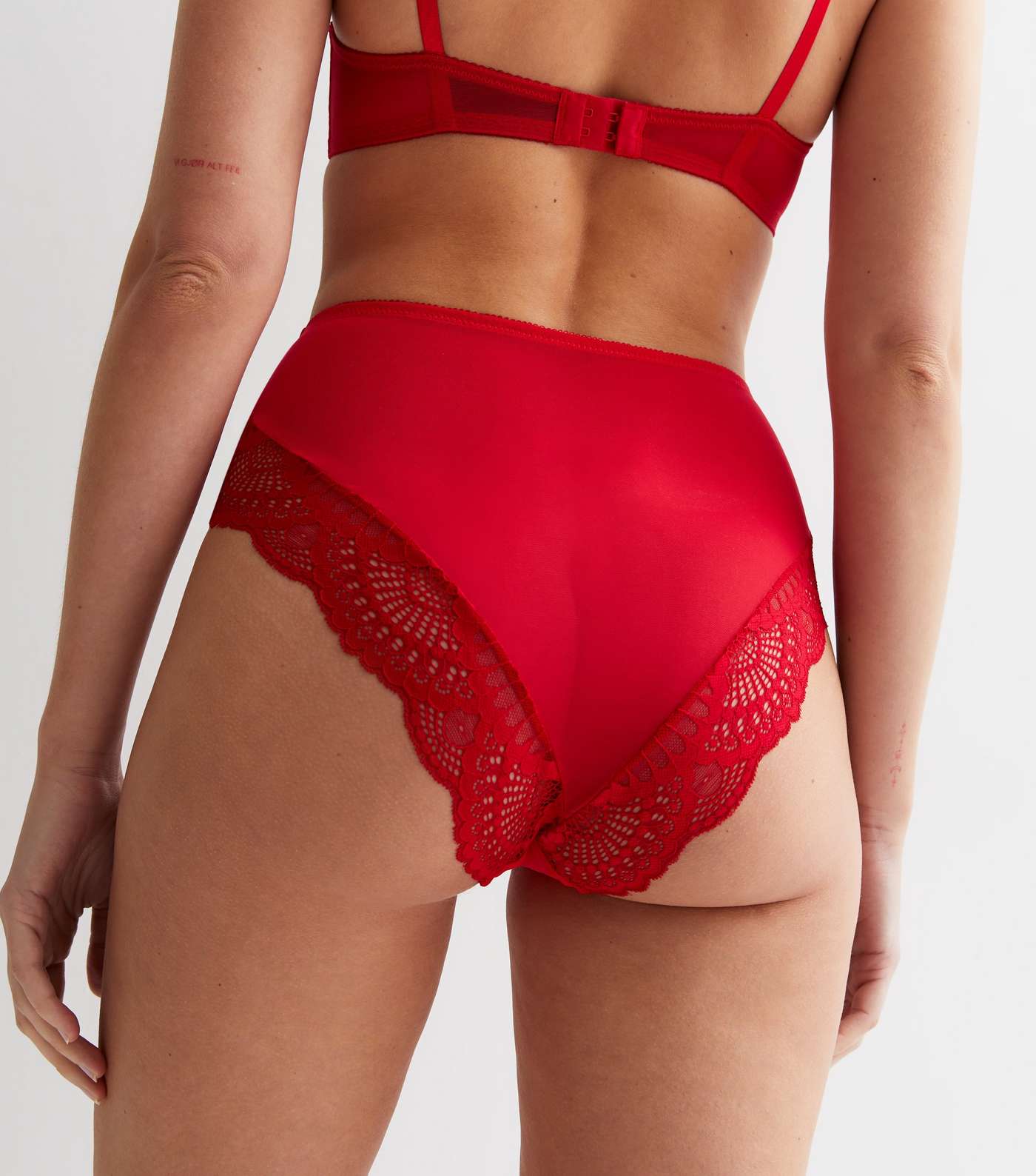 Red Scallop Lace High Waist Briefs Image 4