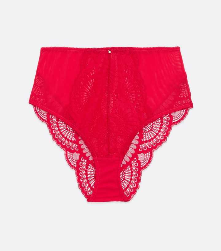 Fashion No Visible Panty Line Scallop Hem Panties-Red