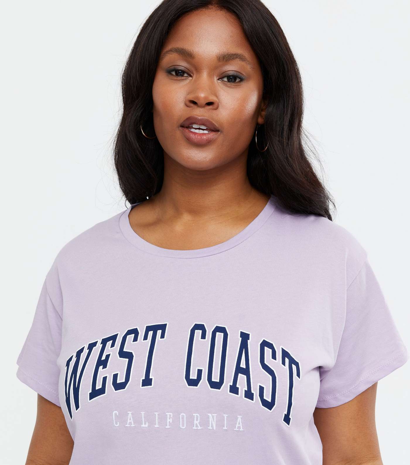 Curves Lilac West Coast Varsity Logo Long T-Shirt Image 3