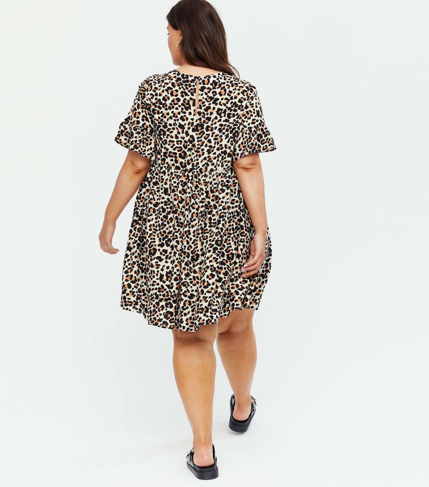 Curves Brown Leopard Print Mini Smock Dress Image 4