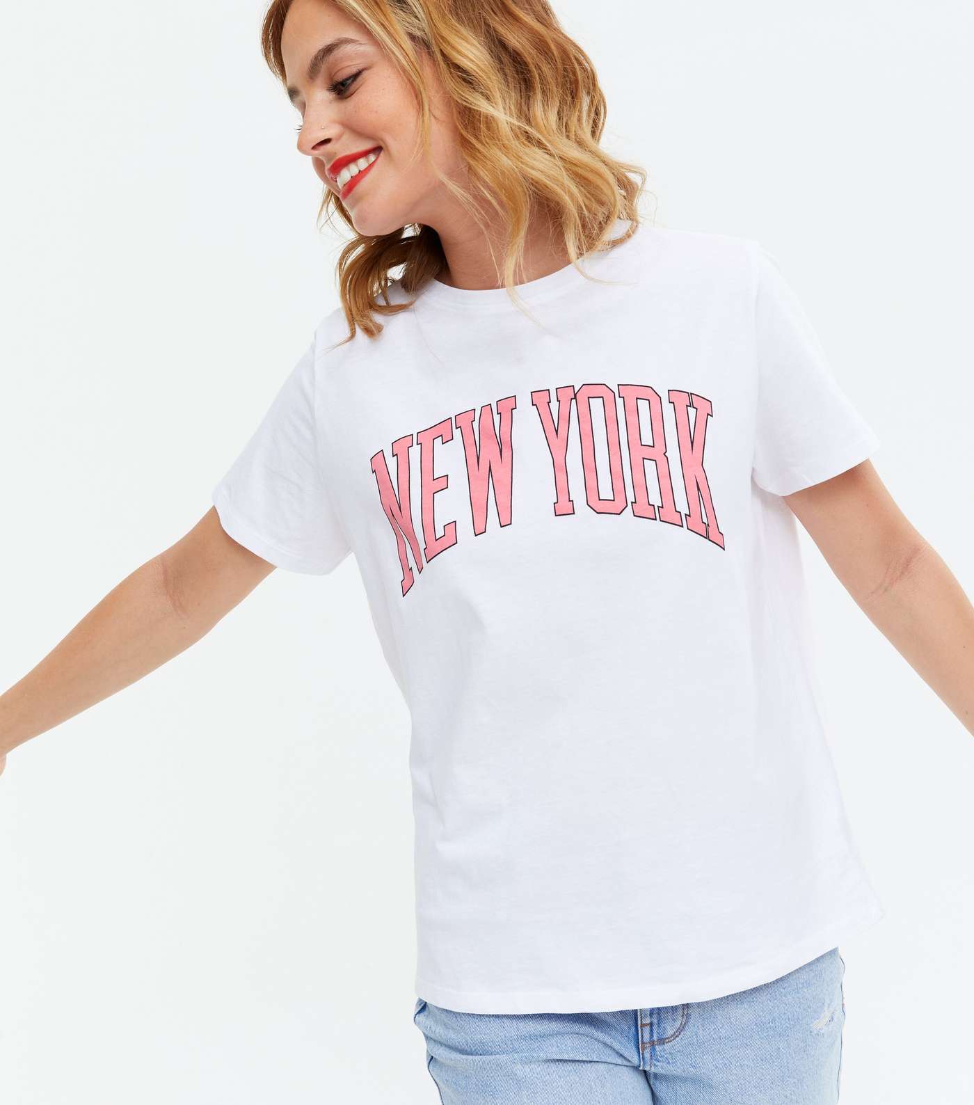 Petite White New York Varsity Logo T-Shirt Image 3
