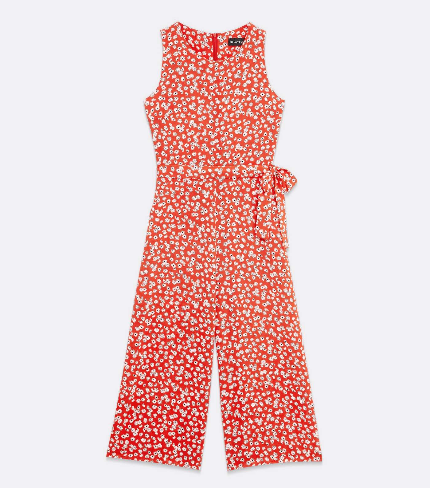 Mela Red Daisy Tie Waist Crop Jumpsuit Image 5