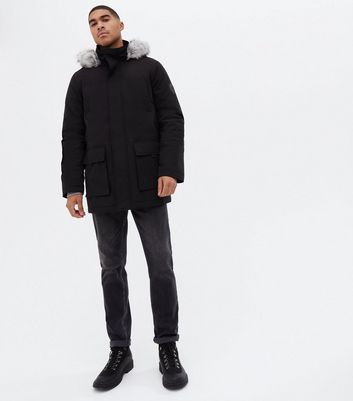 mens parka coats with real fur hood