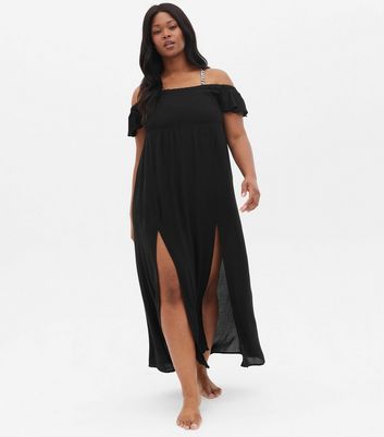 plus size black beach dress