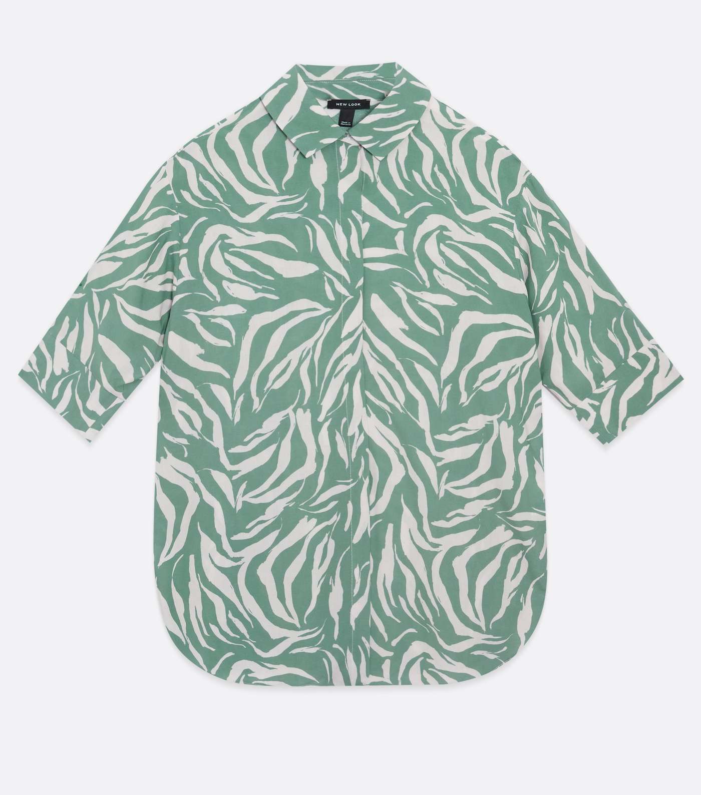 Green Zebra Print Long Oversized Shirt Image 5