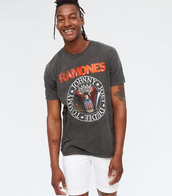 Dark Grey Overdyed Ramones Logo T-Shirt 