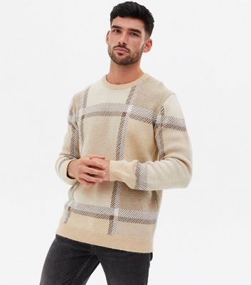 Stone Check Crew Jumper | New Look