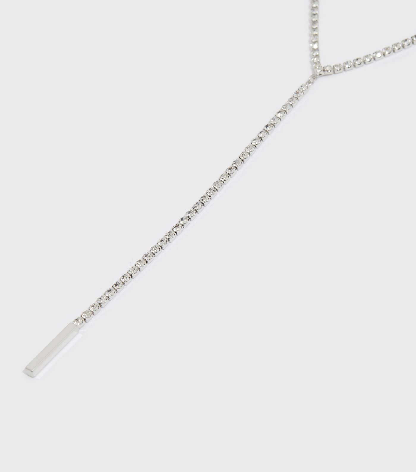 Silver Diamanté Layered Bar Pendant Necklace Image 2