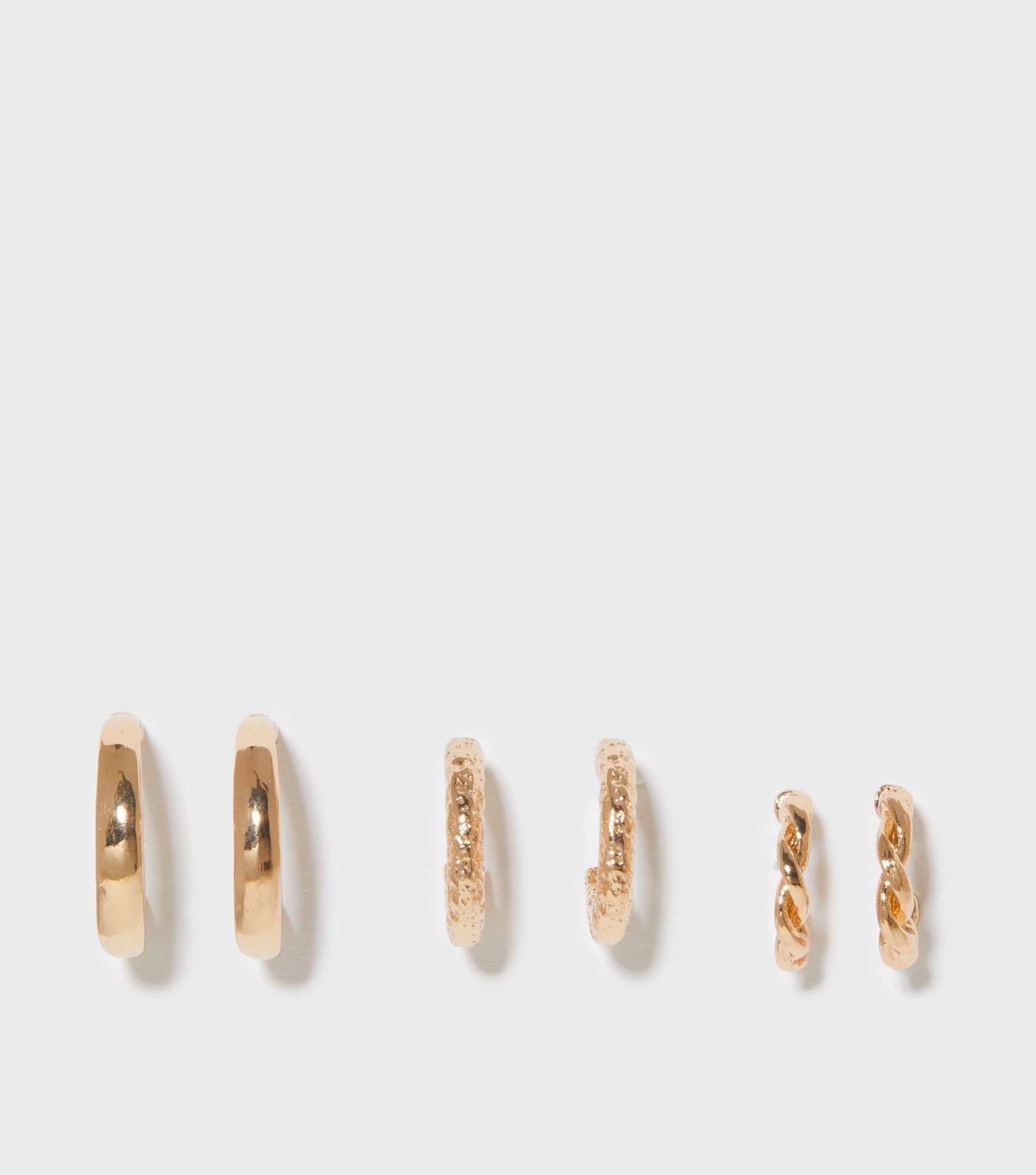3 Pack Gold Mini Chunky Twist Hoop Earrings Image 2