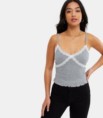 Grey lace camisole sale top