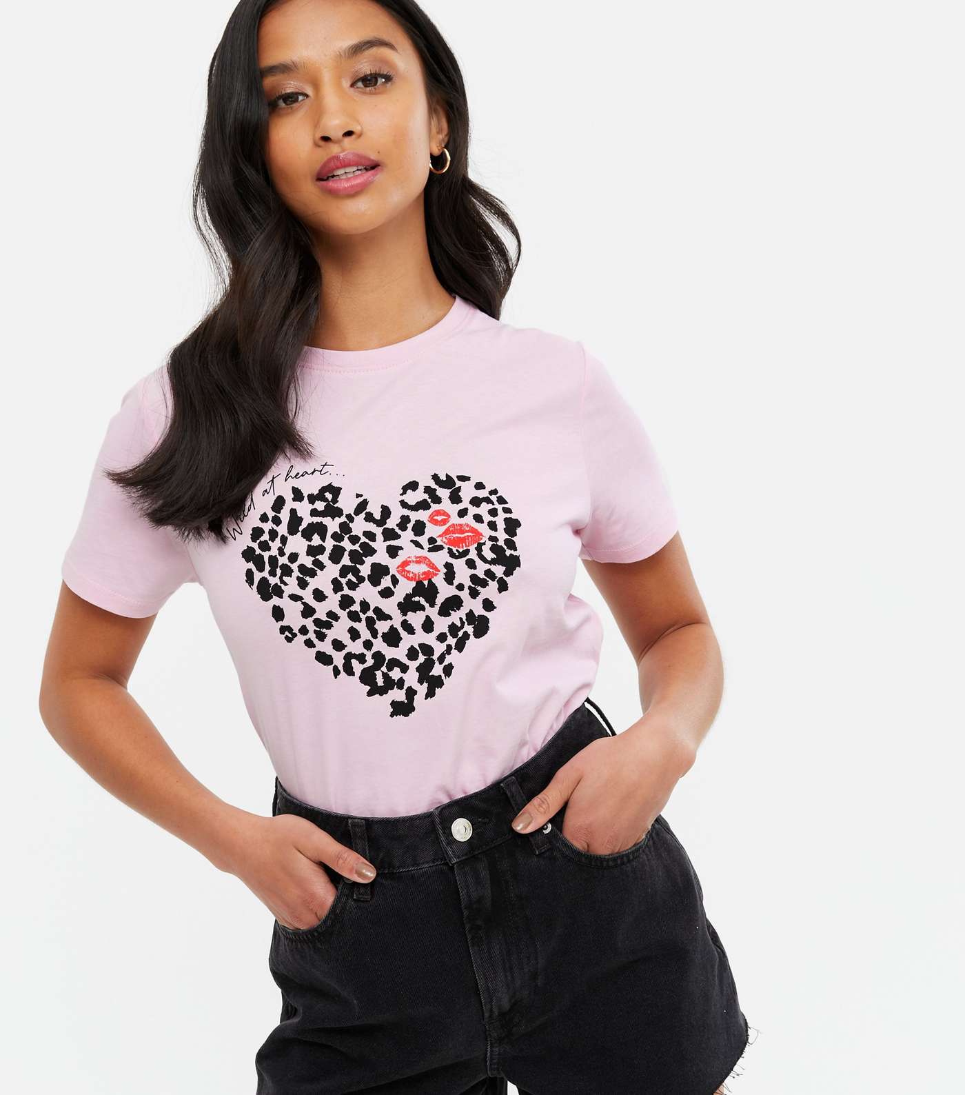 Petite Mid Pink Wild At Heart Logo T-Shirt
