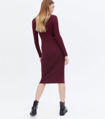 maroon ribbed dress