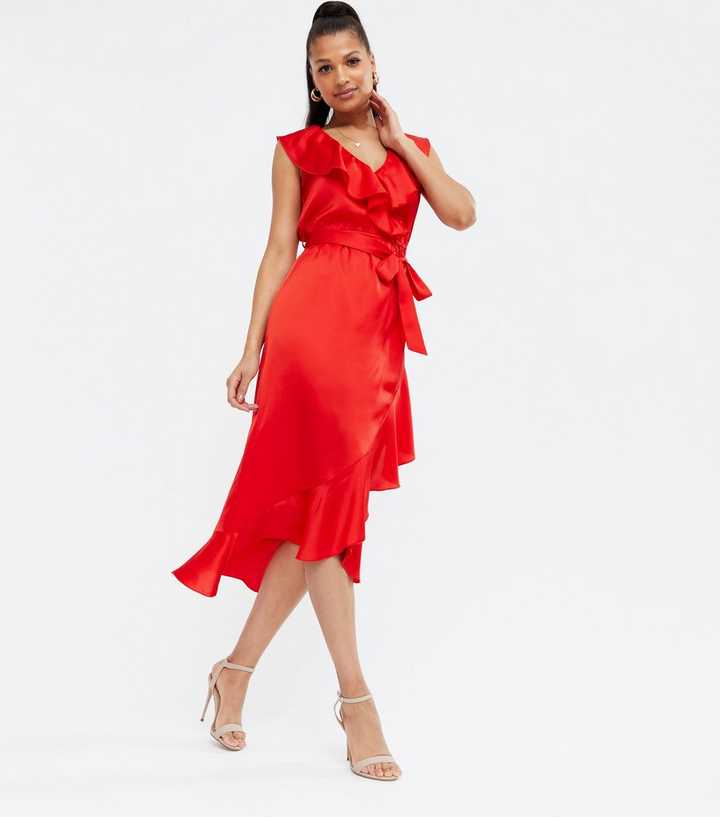 princess polly baby blue dress Waterfall Frill Asymmetric Dress • ESTHE main image 1