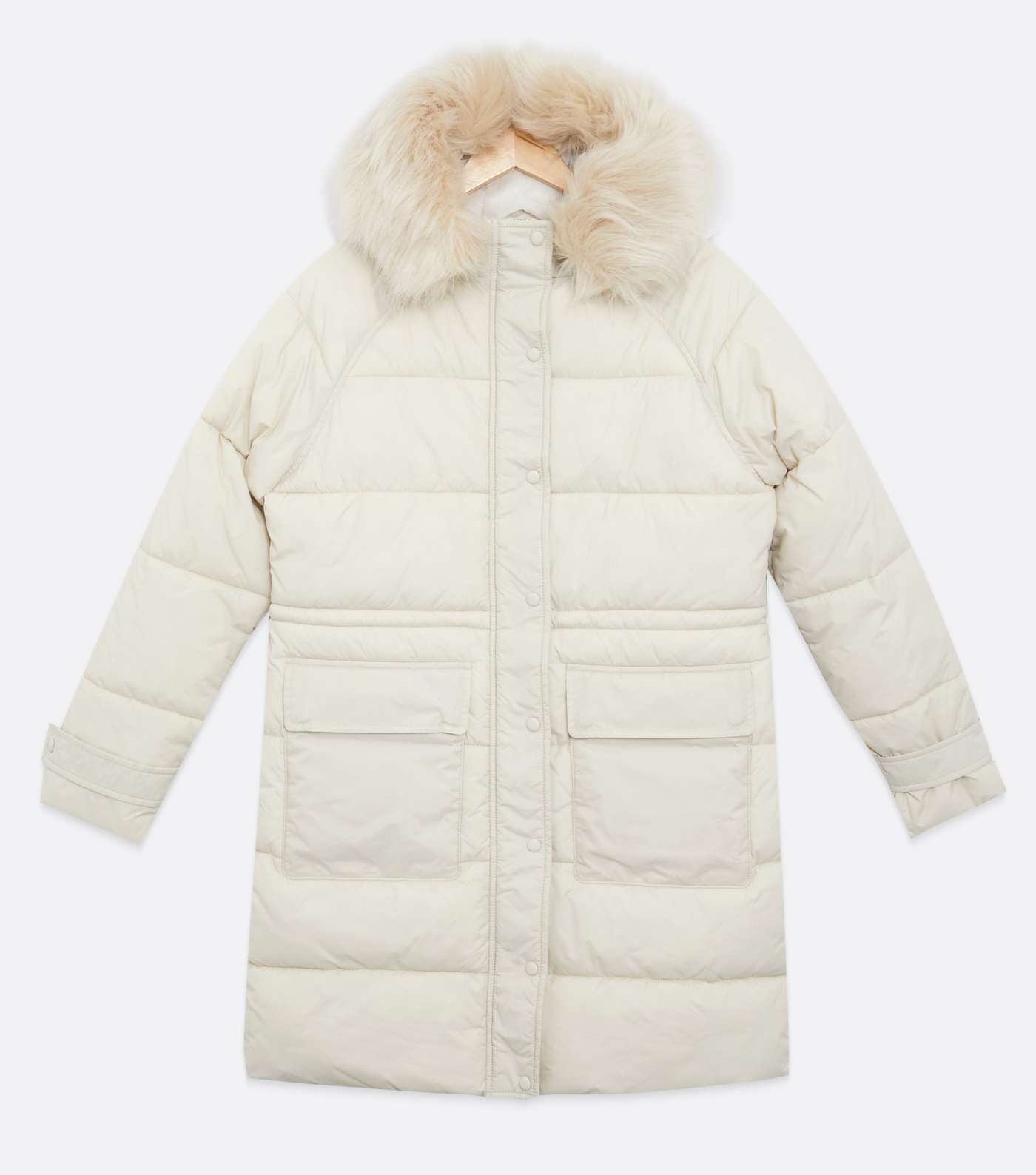 Stone Faux Fur Hooded Puffer Jacket Image 5