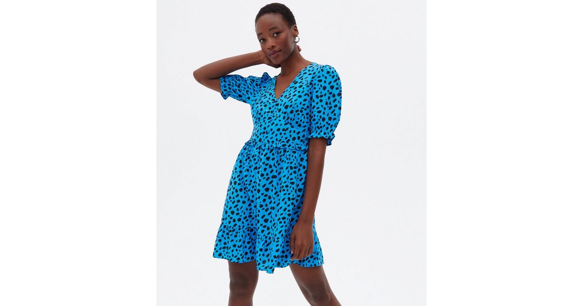 blue leopard print mini dress Baby Blue Cheetah Print Mini Dress