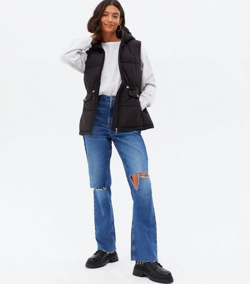 Black Hooded Drawstring Gilet | New Look