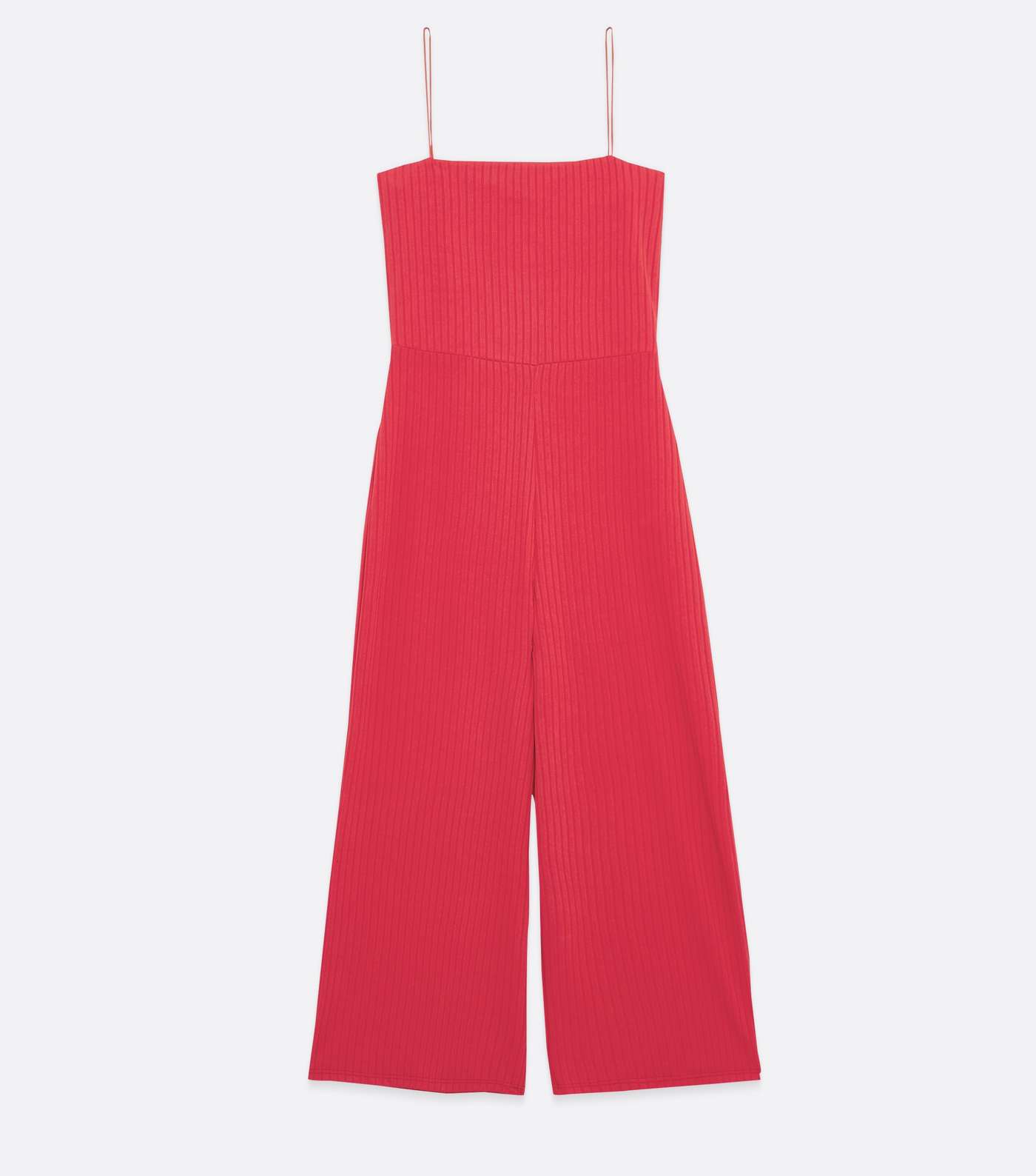 Girls Red Ribbed Wide Leg Crop Jumpsuit Image 5