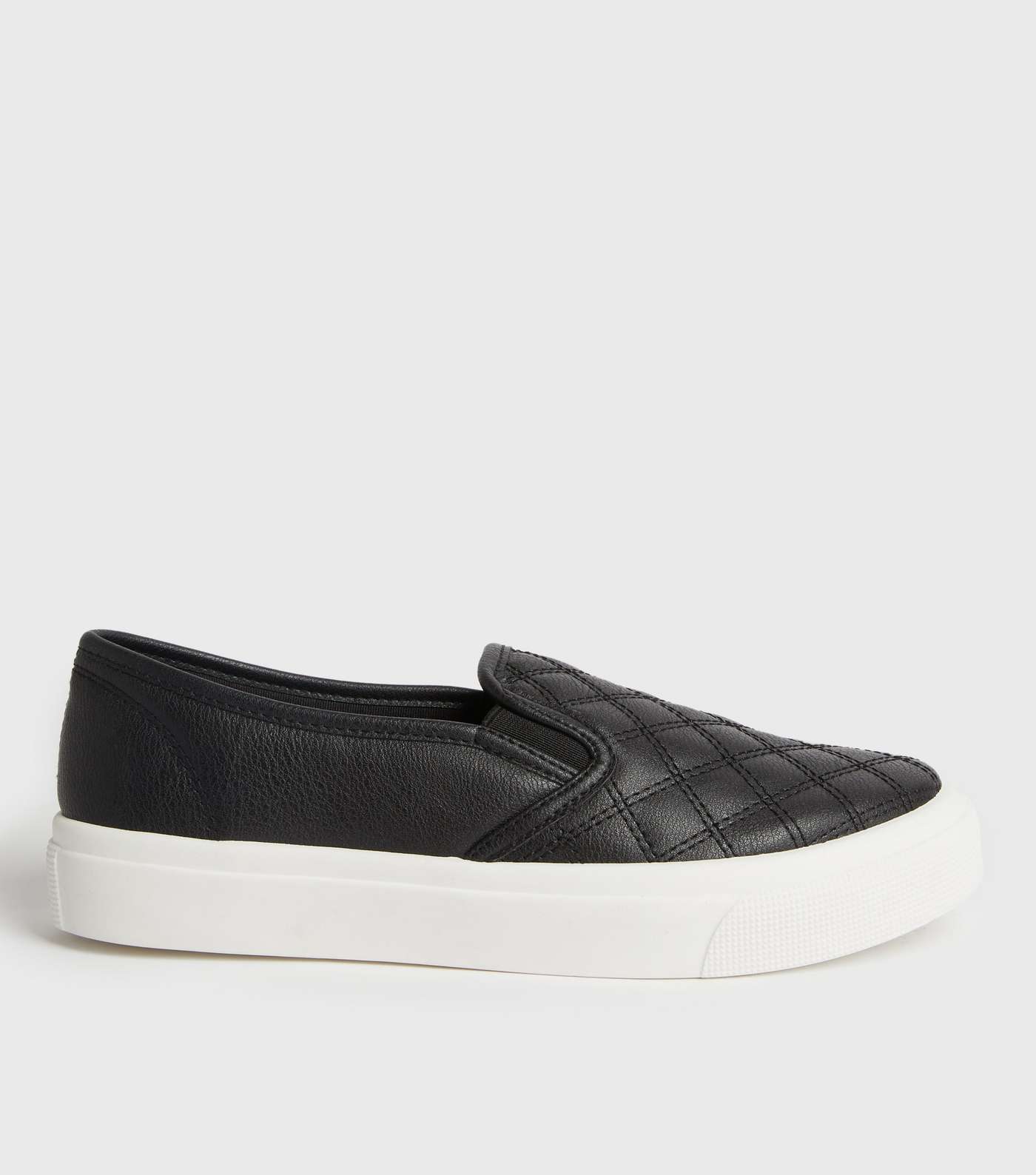 Girls Black Quilted Chunky Slip On Trainers