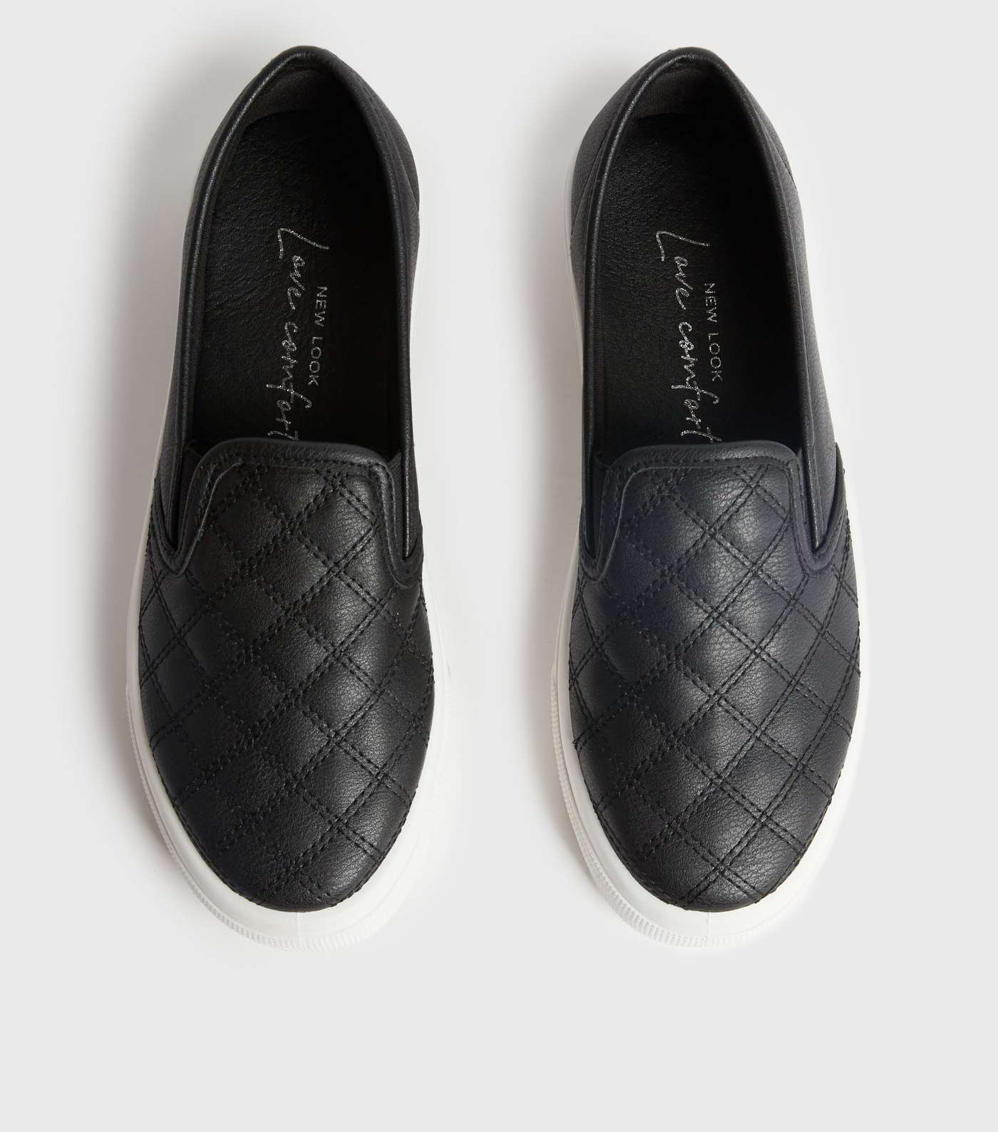 Girls Black Quilted Chunky Slip On Trainers Image 3