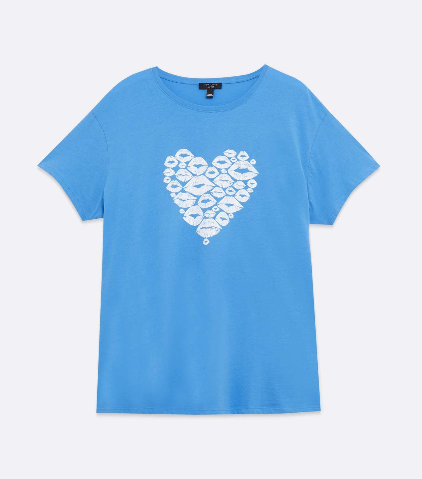 Curves Bright Blue Lips Heart Logo T-Shirt Image 5