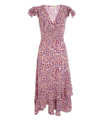 QUIZ Lilac Leopard Print Ruffle Hem 