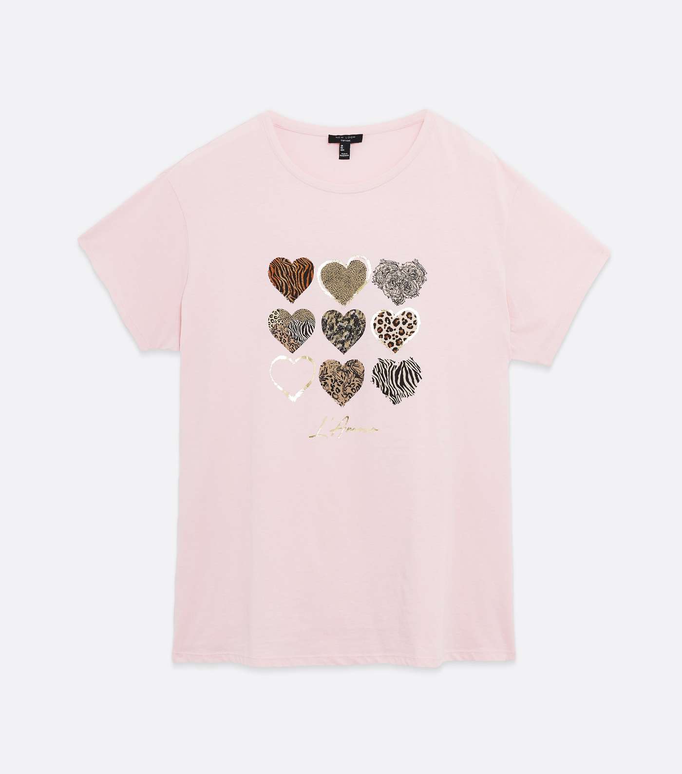 Curves Pink Metallic Animal Print Heart Logo T-Shirt Image 5