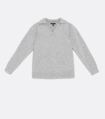 Maternity Pale Grey Long Sleeve Polo Jumper New Look